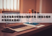 從技術(shù)角度分析微信小程序開發(fā)（微信小程序開發(fā)的技術(shù)路線）