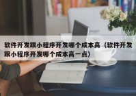 軟件開發(fā)跟小程序開發(fā)哪個成本高（軟件開發(fā)跟小程序開發(fā)哪個成本高一點）