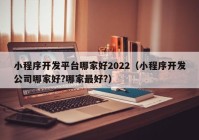 小程序開(kāi)發(fā)平臺(tái)哪家好2022（小程序開(kāi)發(fā)公司哪家好?哪家最好?）