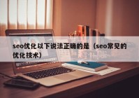 seo優(yōu)化以下說(shuō)法正確的是（seo常見(jiàn)的優(yōu)化技術(shù)）