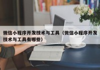 微信小程序開發(fā)技術(shù)與工具（微信小程序開發(fā)技術(shù)與工具有哪些）