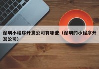 深圳小程序開發(fā)公司有哪些（深圳的小程序開發(fā)公司）