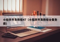 小程序開發(fā)教程47（小程序開發(fā)教程全集免費）