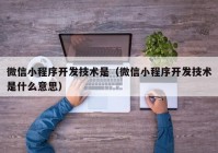 微信小程序開發(fā)技術是（微信小程序開發(fā)技術是什么意思）