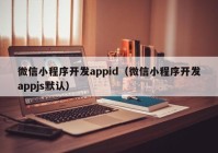 微信小程序開發(fā)appid（微信小程序開發(fā)appjs默認(rèn)）