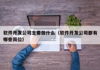 軟件開發(fā)公司主要做什么（軟件開發(fā)公司都有哪些崗位）