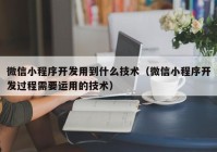 微信小程序開發(fā)用到什么技術(shù)（微信小程序開發(fā)過程需要運用的技術(shù)）