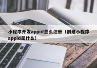 小程序開(kāi)發(fā)appid怎么注冊(cè)（創(chuàng)建小程序appid是什么）