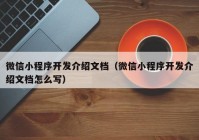 微信小程序開發(fā)介紹文檔（微信小程序開發(fā)介紹文檔怎么寫）