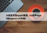 小程序開發(fā)appid報(bào)錯(cuò)（小程序appid和appsecret作用）