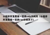 小程序開發(fā)費用一覽表o4b華網(wǎng)天（小程序開發(fā)費用一覽表ran華網(wǎng)天下）