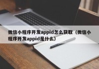 微信小程序開發(fā)appid怎么獲?。ㄎ⑿判〕绦蜷_發(fā)appid是什么）